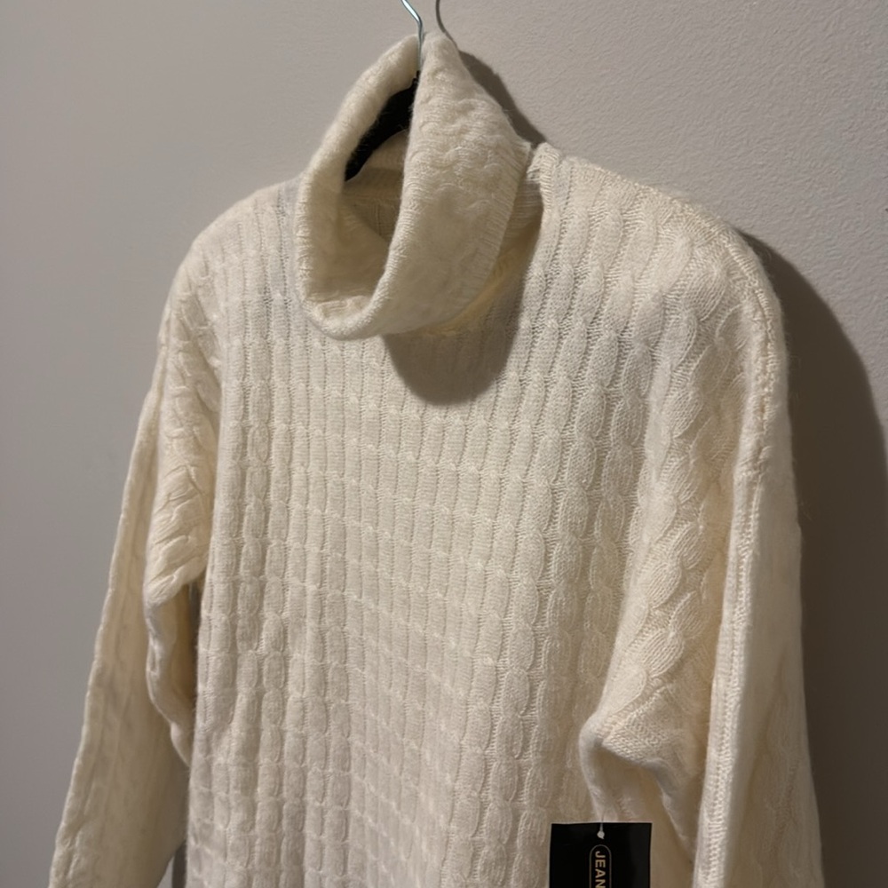 Vintage 80s cable knit sweater NWT by Jeanne Pierre, cream. Large. 60% lambswool - Picture 4 of 10